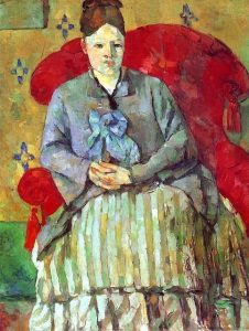 Madame Cézanne à la jupe rayée de Paul Cézanne